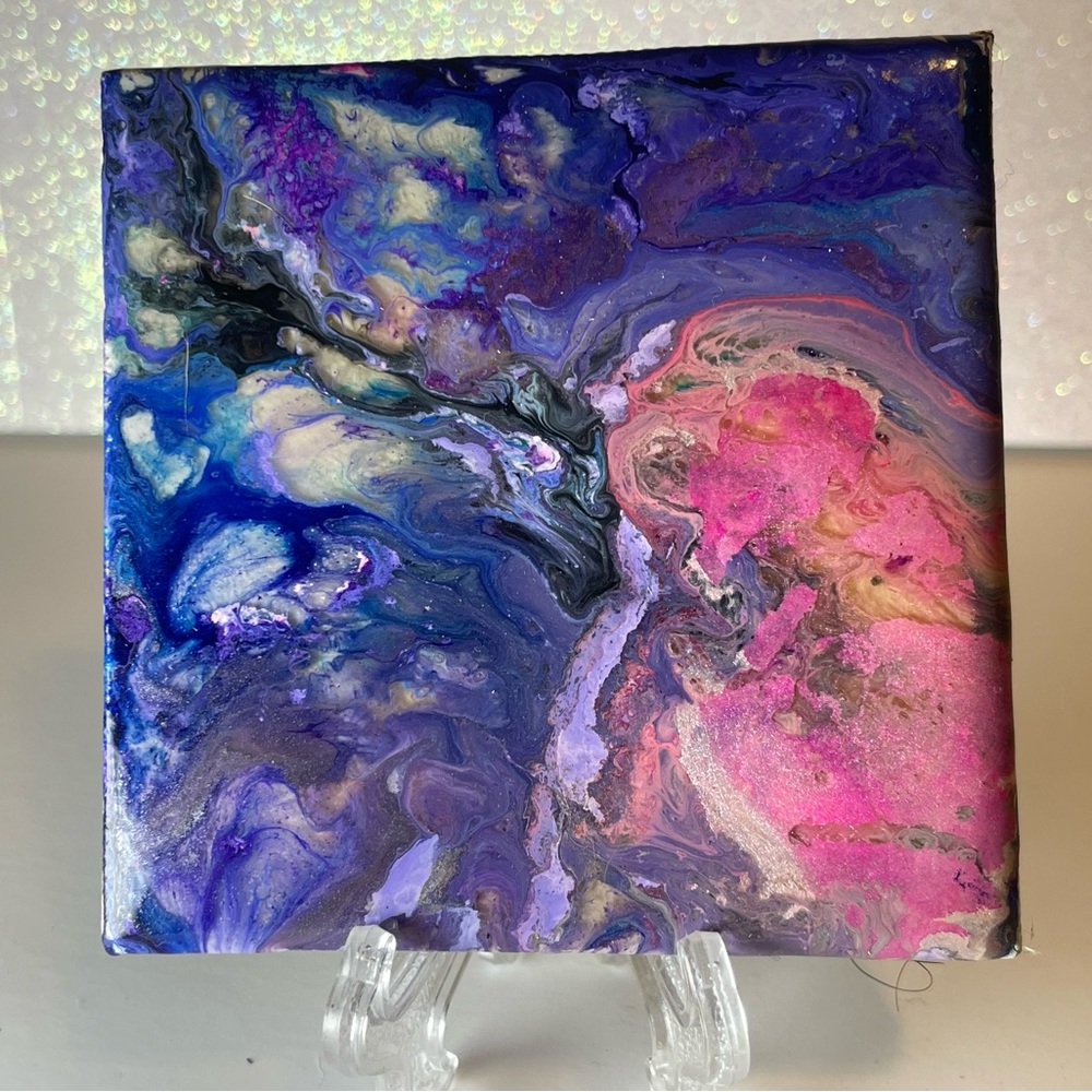 Abstract Purple and Pink Blacklight Resin Canvas Art